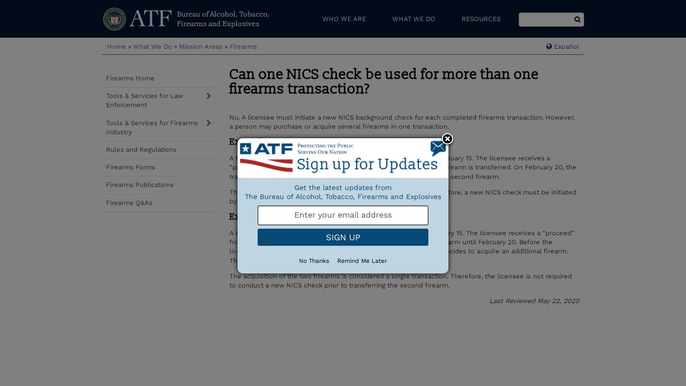 Can one NICS check be used for more than one firearms transaction ...
